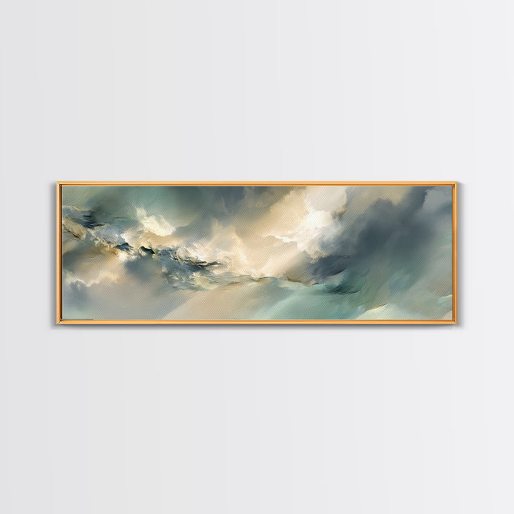 Angelic Light Rays Through Abstract Clouds Canvas Print, Meditation Art, Gallery Wall Art, Living Room Decor, Abstract Art, MED-3x1-86