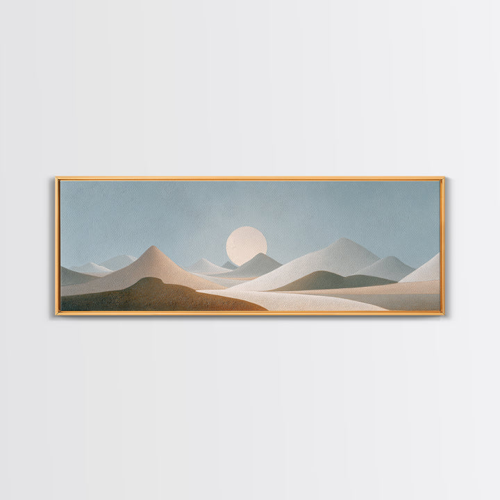 Moon Phases over a Quiet Desert Canvas Print, Meditation Art, Luxury Decor, Living Room Decor, Fine Art, Stillness, Canvas Art, MED-3x1-97