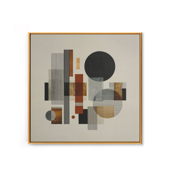 Single Black Circle on Warm Ivory Ground Framed Canvas Print, Minimalist Art, Modern Decor, Living Room Decor, Minimal, MIN-1x1-1