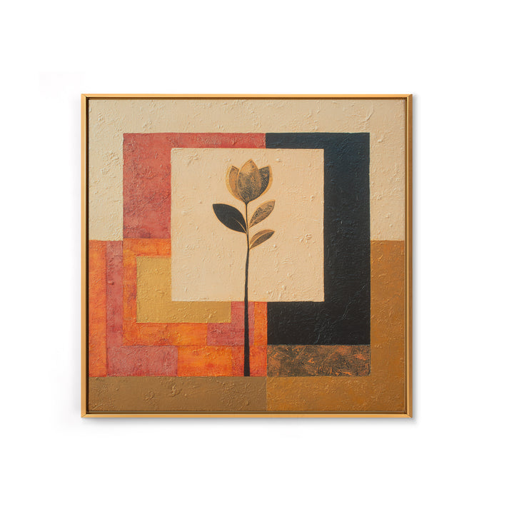 Single Flower Stem Framed Canvas Print, Minimalist Art, Art, Living Room Decor, Oil Painting, Minimal, Canvas Tote Bag, MIN-1x1-12