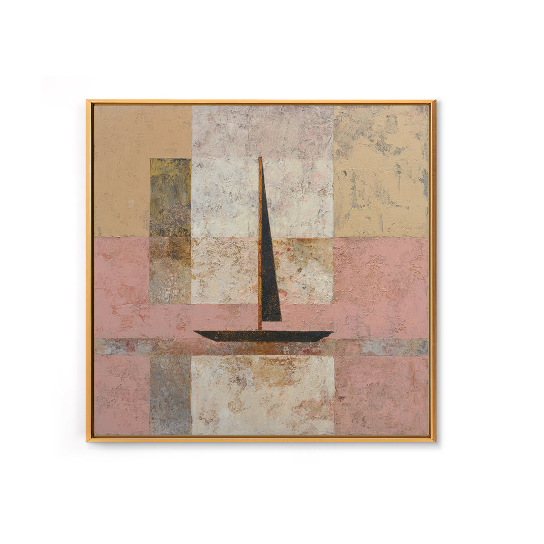 Tiny Sailboat under Open Sky Canvas Print, Minimalist Art, Japanese Wall Art, Living Room Decor, Minimal, Luxury Decor, MIN-1x1-14