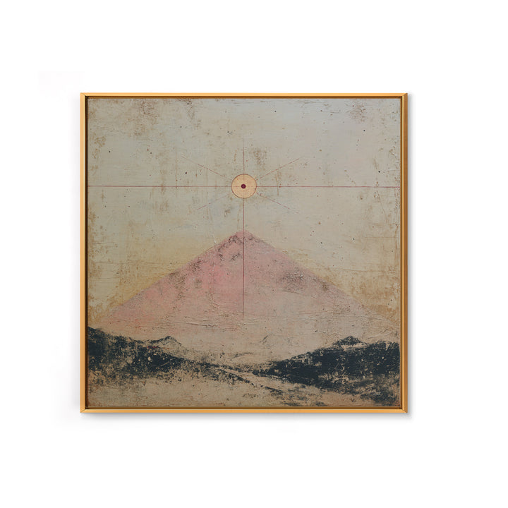 Thin Line Mountain Framed Canvas Print, Minimalist Art, Boho Wall Art, Living Room Decor, Oil Painting, Minimal, MIN-1x1-2