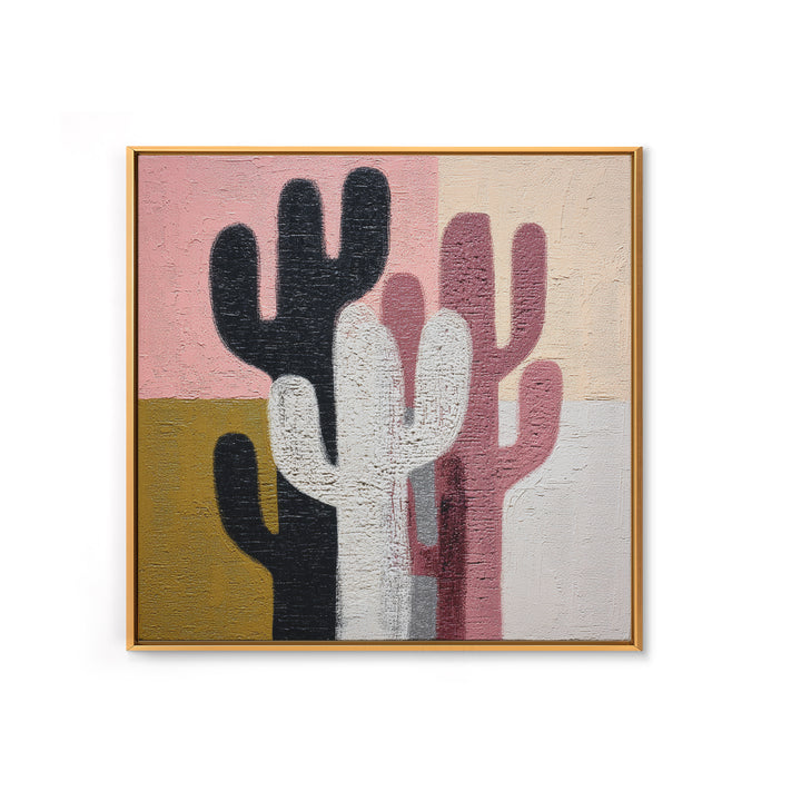 Black and White Cactus Silhouette Canvas Print, Minimalist Art, Minimalist, Living Room Decor, Fine Art, Minimal, Black Art, MIN-1x1-20