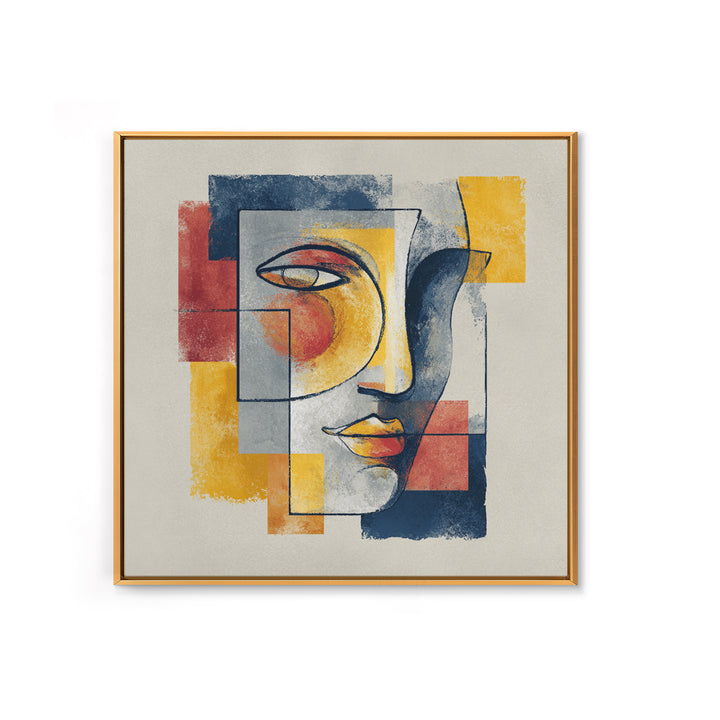 Single Continuous Line Female Face Framed Canvas Print, Minimalist Art, Textured Painting, Living Room Decor, Fine Art, Minimal, MIN-1x1-29