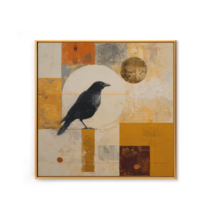 Small Black Bird Crossing White Space Canvas Print, Minimalist Art, Digital Print, Living Room Decor, Fine Art, Minimal, MIN-1x1-31