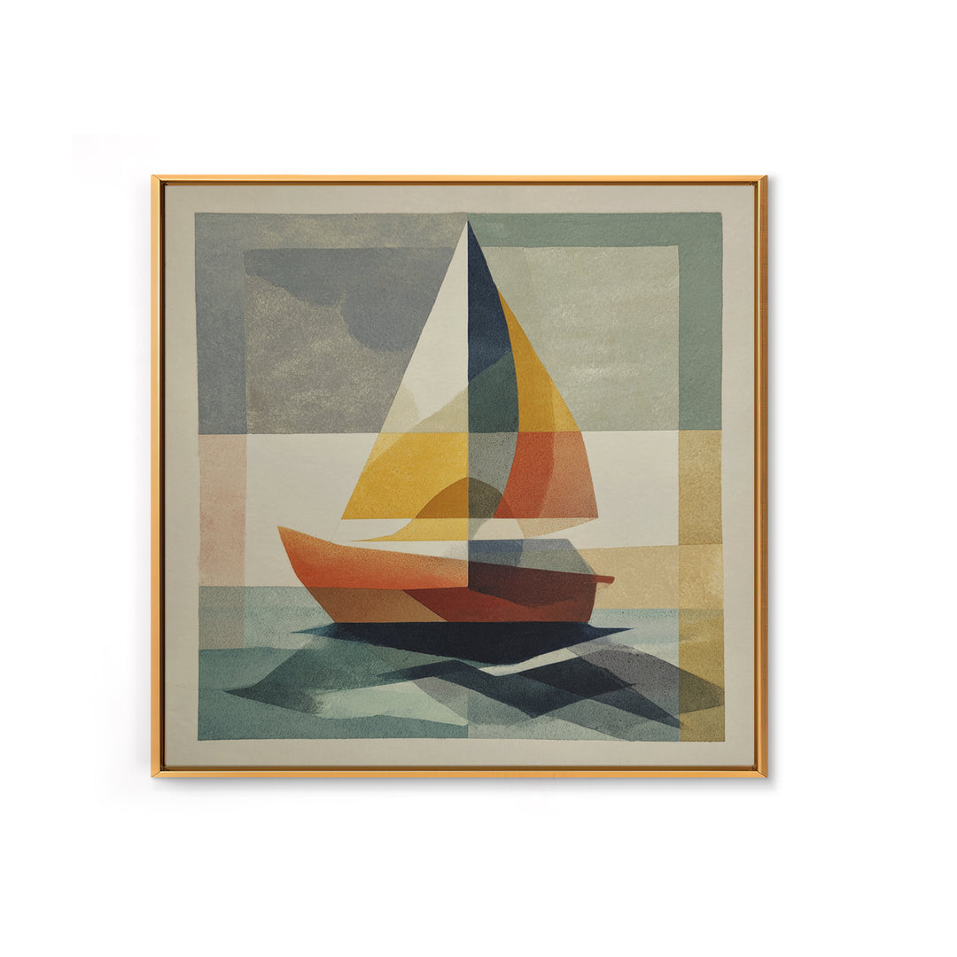 Tiny Sailboat under Open Sky Framed Canvas Print, Minimalist Art, Gallery Decor, Living Room Decor, Fine Art, Minimal, MIN-1x1-38