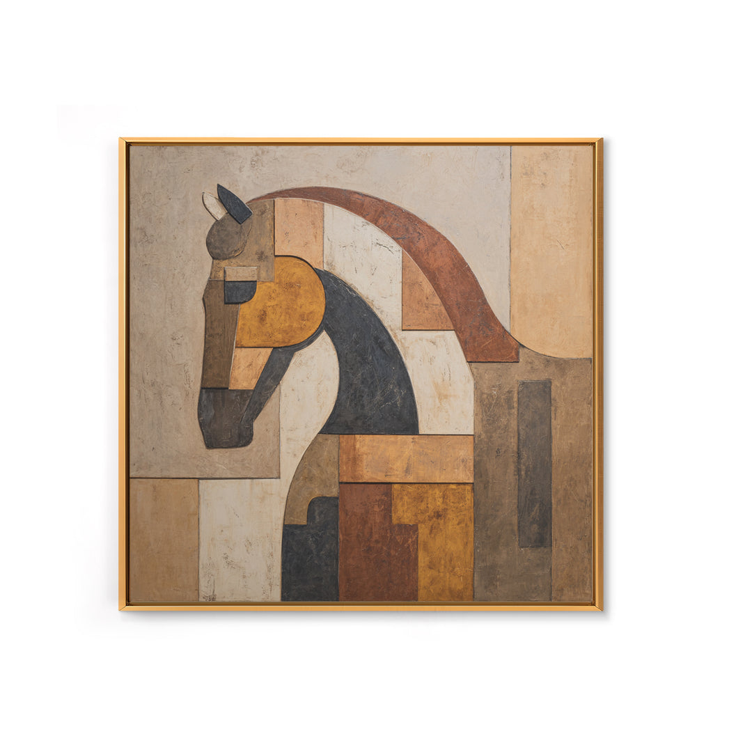 Minimal Horse Contour Framed Canvas Print, Minimalist Art, Modern Wall Art, Living Room Decor, Abstract Art, Minimal, MIN-1x1-42