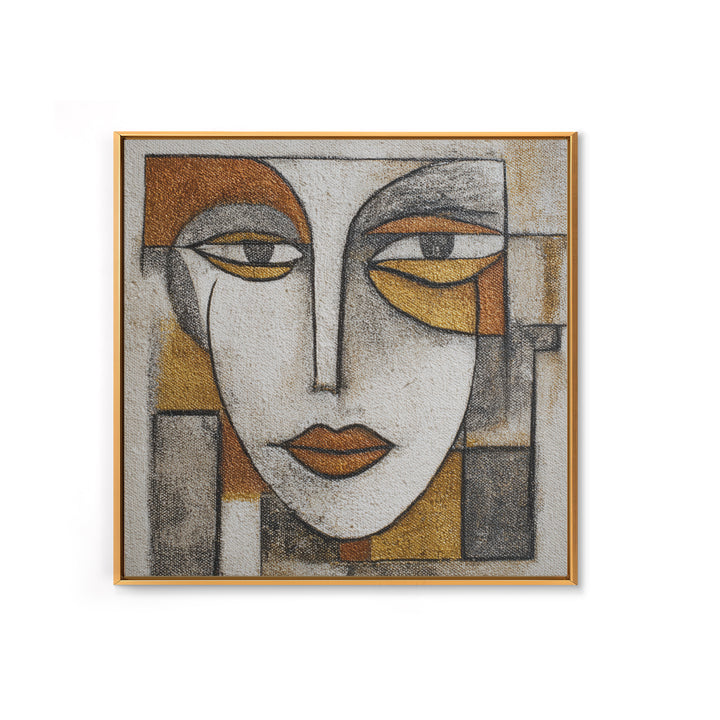 Single Continuous Line Female Face Framed Canvas Print, Minimalist Art, Textured Painting, Living Room Decor, Fine Art, Minimal, MIN-1x1-53