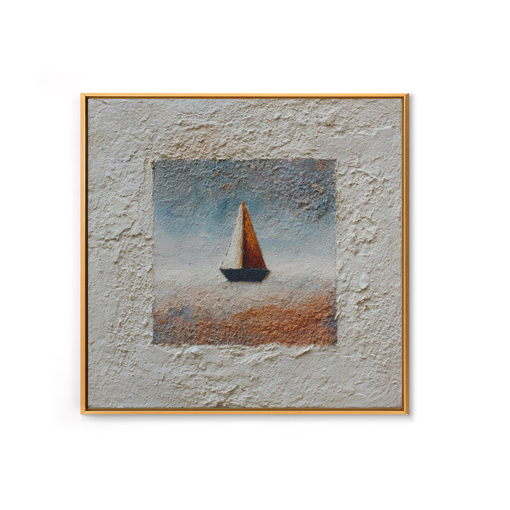 Tiny Sailboat under Open Sky Framed Canvas Print, Minimalist Art, Gallery Decor, Living Room Decor, Fine Art, Minimal, MIN-1x1-62