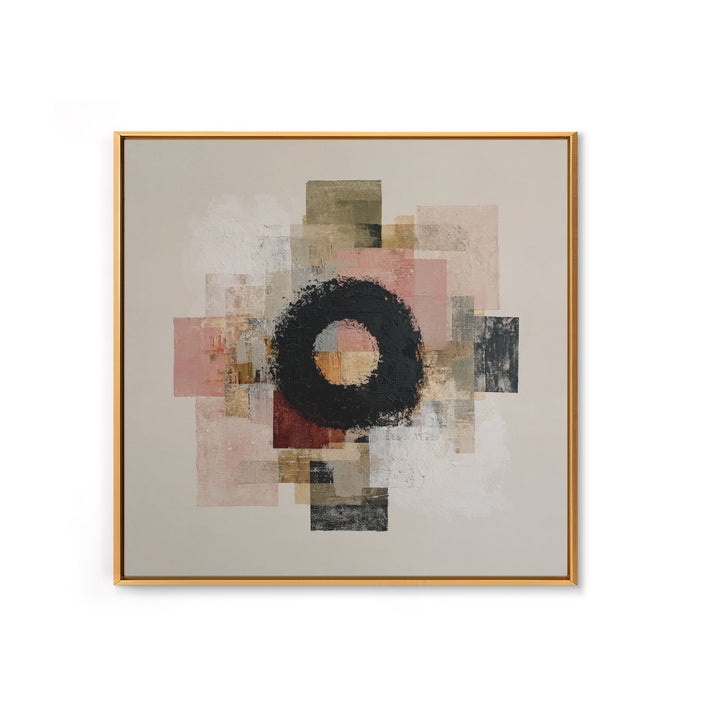Single Brushstroke Circle Framed Canvas Print, Minimalist Art, Abstract Painting, Living Room Decor, Fine Art, Minimal, MIN-1x1-70