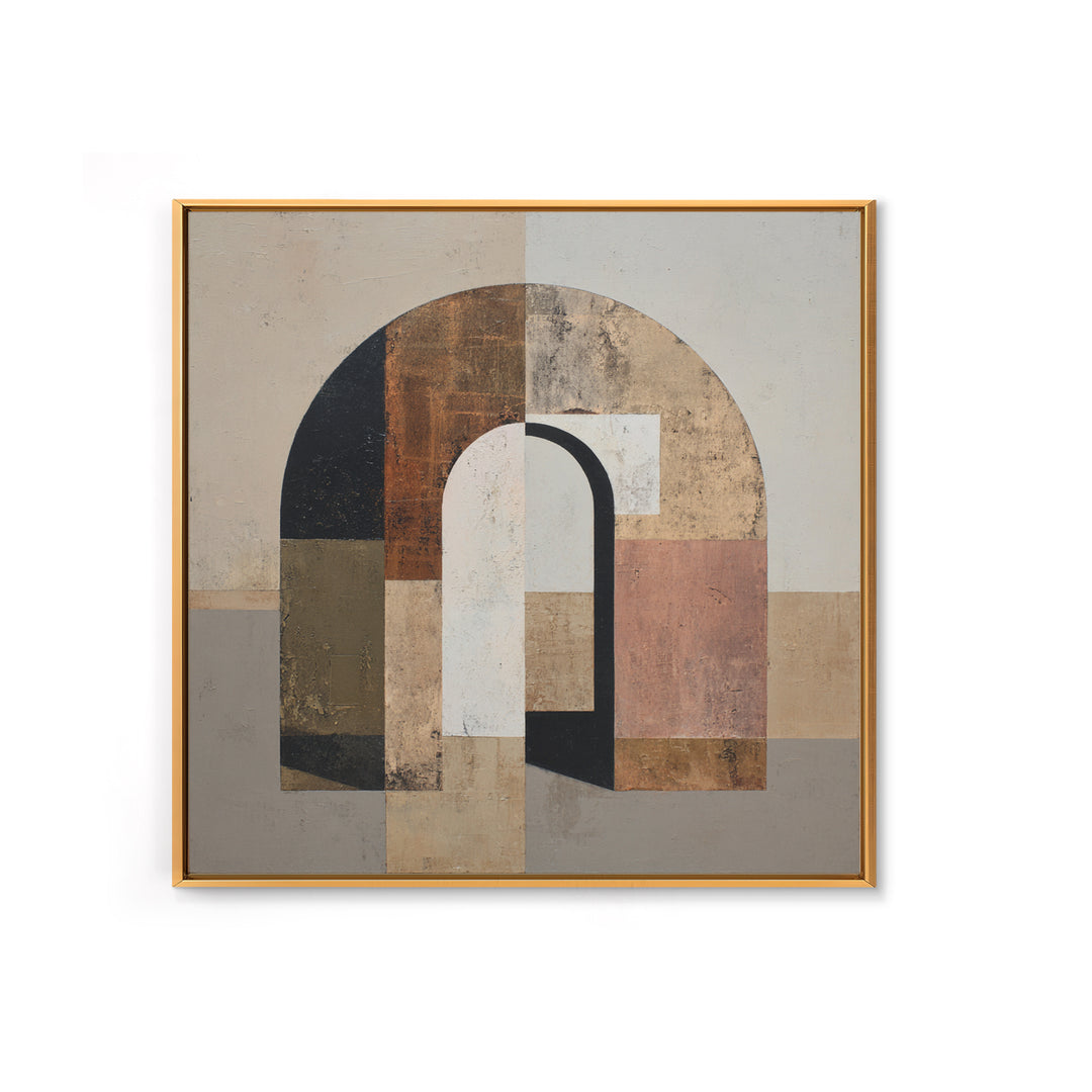 Monochrome Arch and Shadow Composition Framed Canvas Print, Minimalist Art, Fine Art Print, Living Room Decor, Minimal, MIN-1x1-80