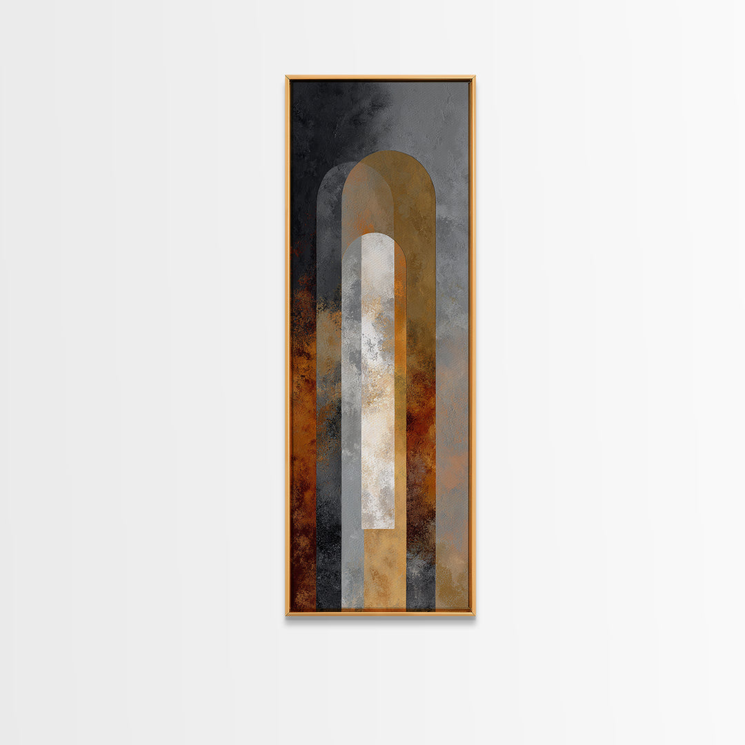Monochrome Arch and Shadow Composition Framed Canvas Print, Minimalist Art, Poster, Living Room Decor, Fine Art, Minimal, MIN-1x3-20