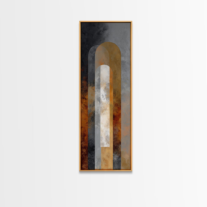 Monochrome Arch and Shadow Composition Framed Canvas Print, Minimalist Art, Poster, Living Room Decor, Fine Art, Minimal, MIN-1x3-20