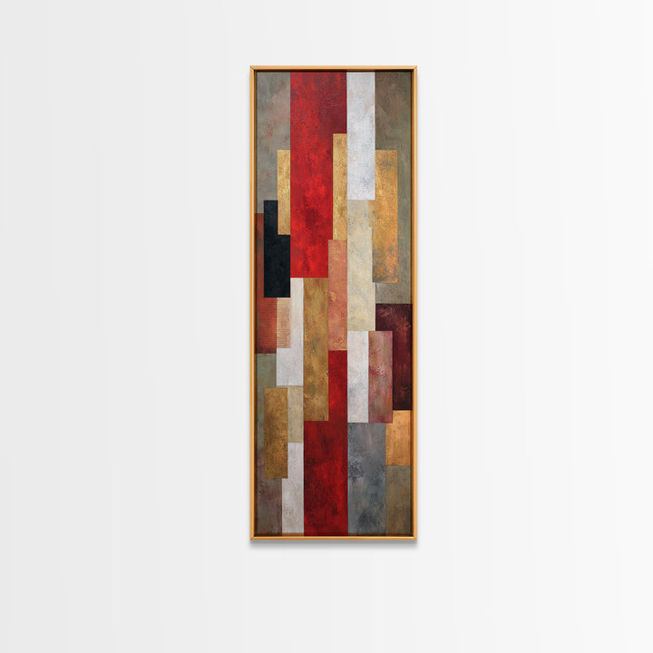 One Red Square Balanced Canvas Print, Minimalist Art, Abstract Painting, Living Room Decor, Fine Art, Minimal, MIN-1x3-22