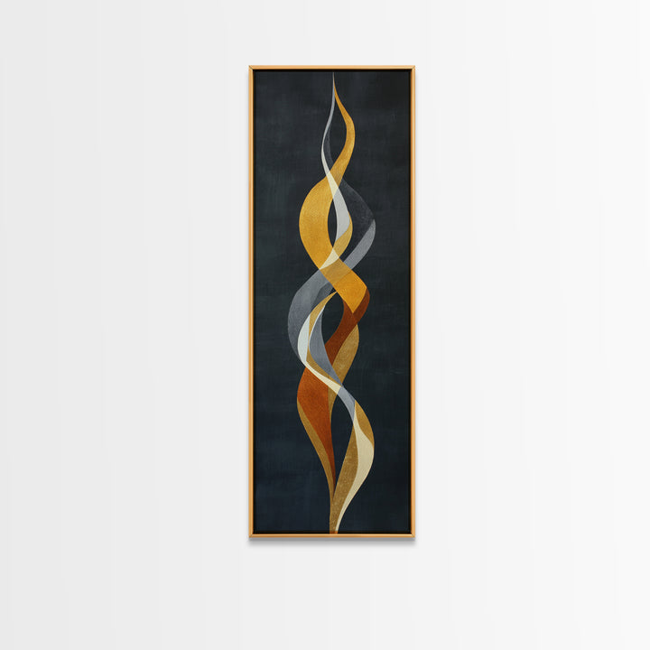 Single Gold Line Curve on Charcoal Framed Canvas Print, Minimalist Art, Living Room Decor, Abstract Art, Minimal, MIN-1x3-29