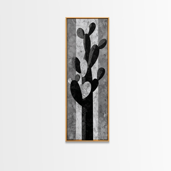 Black and White Cactus Silhouette Canvas Print, Minimalist Art, Minimalist, Living Room Decor, Fine Art, Minimal, Black Art, MIN-1x3-32