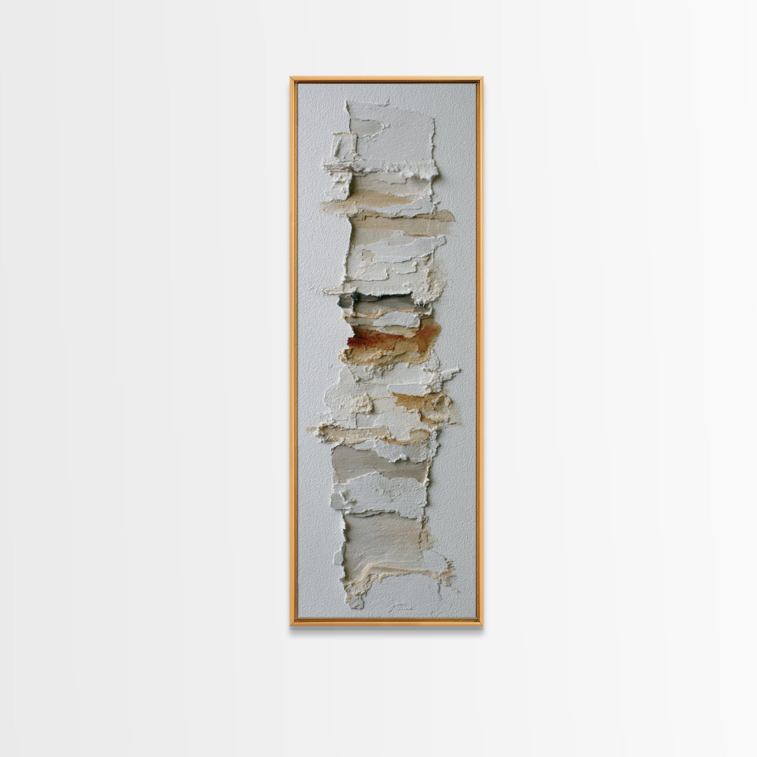 White on White Plaster Texture Study Framed Canvas Print, Minimalist Art, Minimalist Decor, Living Room Decor, Minimal, MIN-1x3-4