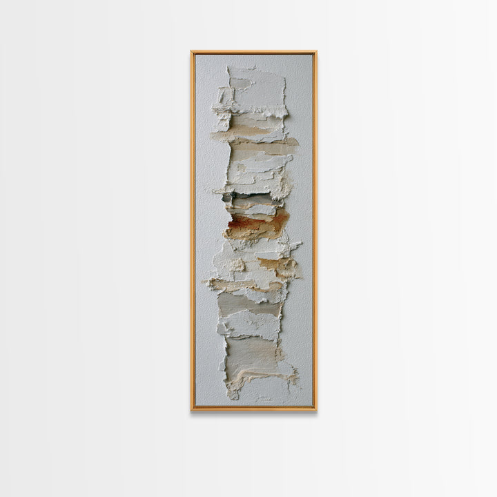 White on White Plaster Texture Study Framed Canvas Print, Minimalist Art, Minimalist Decor, Living Room Decor, Minimal, MIN-1x3-4