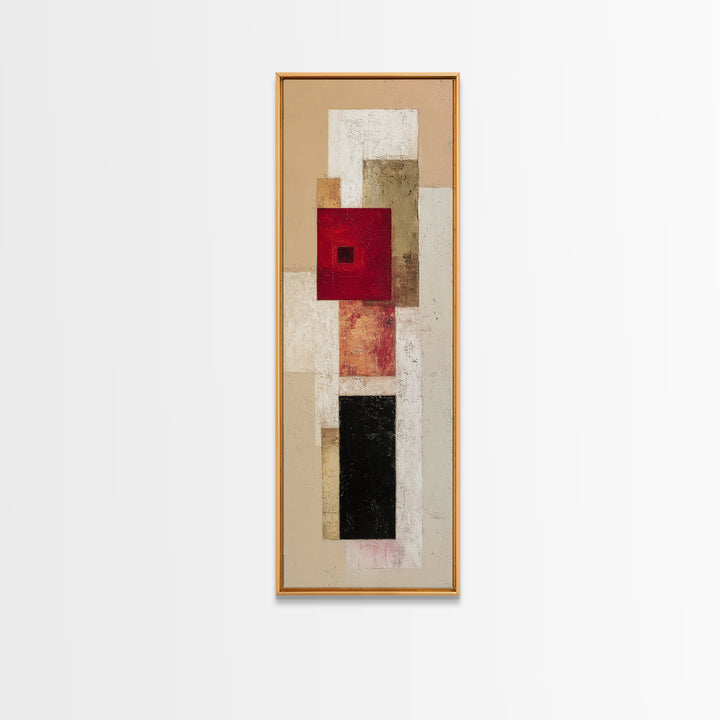 One Red Square Balanced Framed Canvas Print, Minimalist Art, Modern Decor, Living Room Decor, Fine Art, Minimal, Poster, MIN-1x3-46