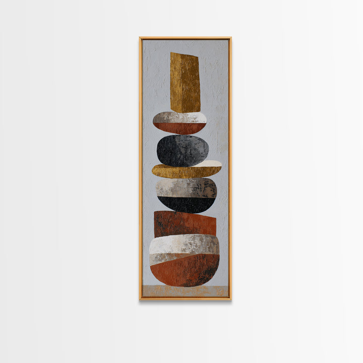 Quiet Stone Stack Framed Canvas Print, Minimalist Art, Printable Art, Living Room Decor, Abstract Art, Minimal, Neutral Decor, MIN-1x3-47