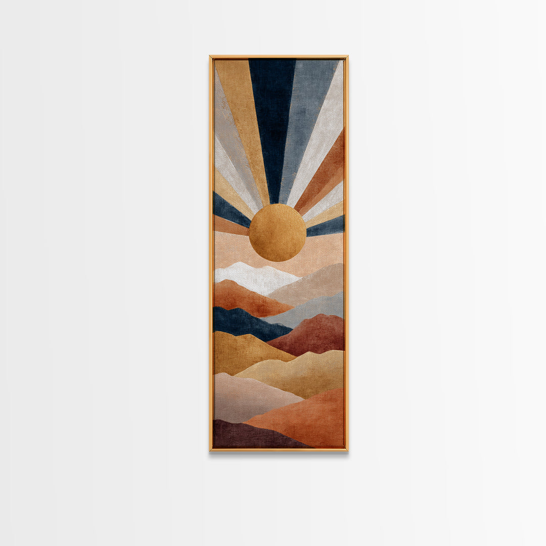 Simple Geometric Sun Canvas Print, Minimalist Art, Modern Wall Art, Living Room Decor, Fine Art, Minimal, Textured Painting, MIN-1x3-51