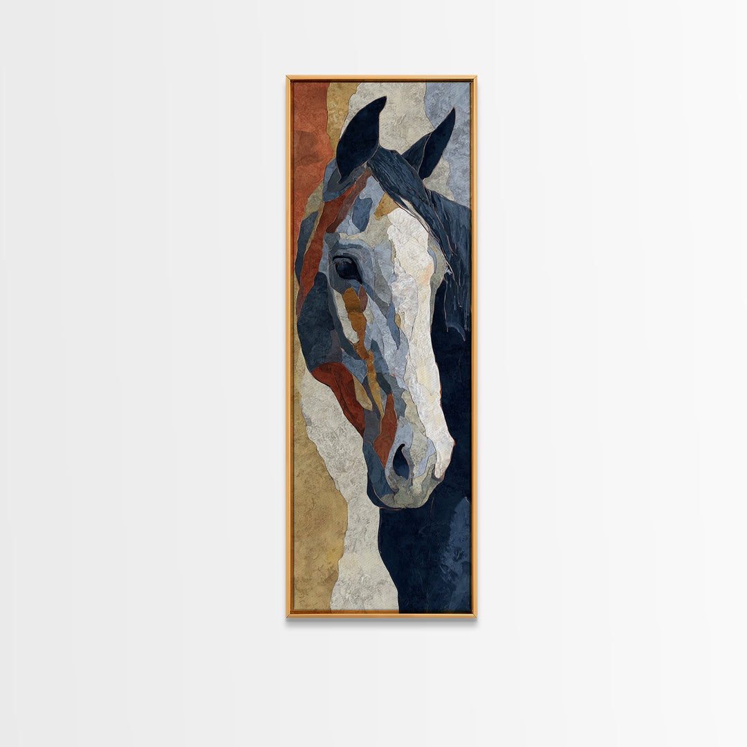 Minimal Horse Contour Framed Canvas Print, Minimalist Art, Modern Art, Living Room Decor, Oil Painting, Minimal, MIN-1x3-54