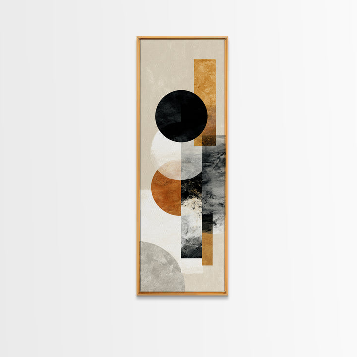 Single Black Circle on Warm Ivory Ground Framed Canvas Print, Minimalist Art, Wall Decor, Living Room Decor, Fine Art, Minimal, MIN-1x3-61