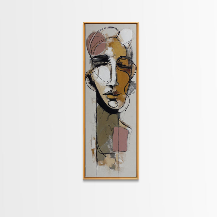 Single Continuous Line Female Face Canvas Print, Minimalist Art, Minimalist, Living Room Decor, Oil Painting, Minimal, MIN-1x3-65