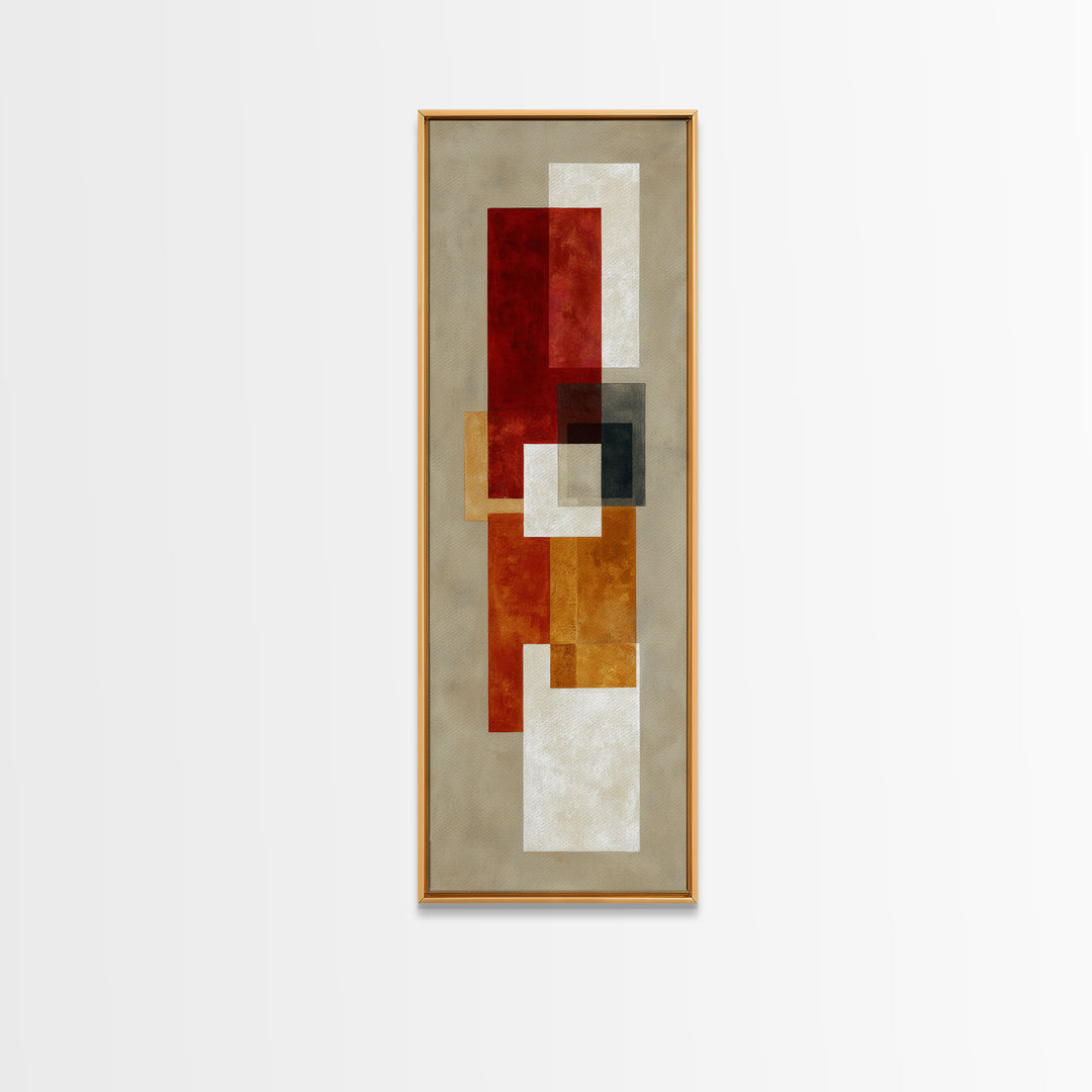 One Red Square Balanced Framed Canvas Print, Minimalist Art, Modern Decor, Living Room Decor, Fine Art, Minimal, Poster, MIN-1x3-70