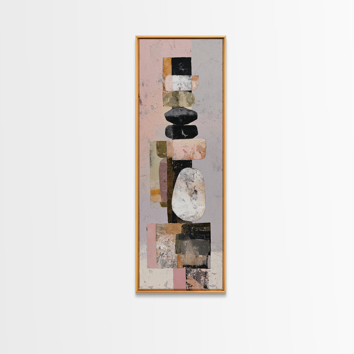 Quiet Stone Stack Framed Canvas Print, Minimalist Art, Gallery Decor, Living Room Decor, Fine Art, Minimal, Wall Art, MIN-1x3-71