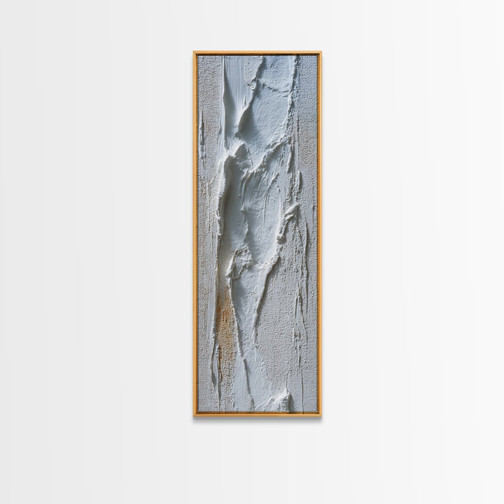 White on White Plaster Texture Study Framed Canvas Print, Minimalist Art, Abstract Wall Art, Living Room Decor, Oil Painting, MIN-1x3-76