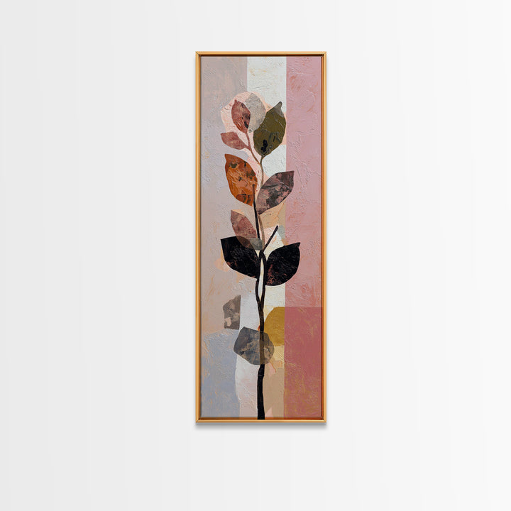 Minimal Branch Silhouette Framed Canvas Print, Minimalist Art, Statement Artwork, Living Room Decor, Fine Art, Minimal, MIN-1x3-87