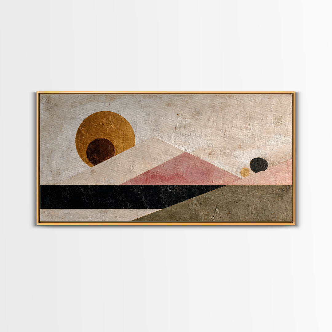 Simple Geometric Sun Framed Canvas Print, Minimalist Art, Living Room Decor, Abstract Art, Minimal, Modern Decor, MIN-2x1-11