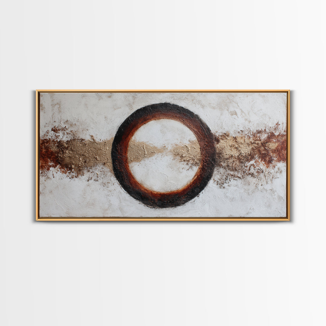 Single Brushstroke Circle Framed Canvas Print, Minimalist Art, Room Decor, Living Room Decor, Fine Art, Minimal, Art Print, MIN-2x1-18