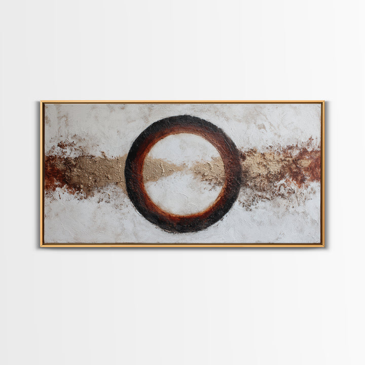 Single Brushstroke Circle Framed Canvas Print, Minimalist Art, Room Decor, Living Room Decor, Fine Art, Minimal, Art Print, MIN-2x1-18