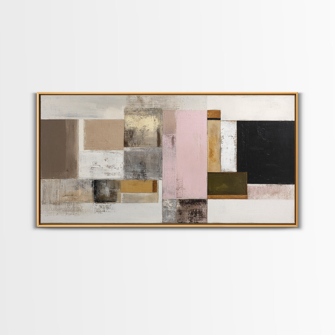 Calm Rectangle Composition Framed Canvas Print, Minimalist Art, Statement Artwork, Living Room Decor, Fine Art, Minimal, MIN-2x1-20
