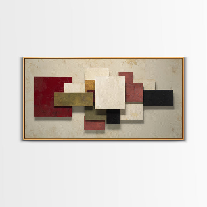 One Red Square Balanced Framed Canvas Print, Minimalist Art, Minimalist Decor, Living Room Decor, Minimal, Digital Wall Art, MIN-2x1-30