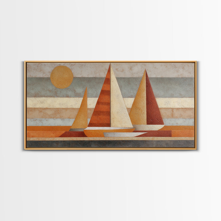 Tiny Sailboat under Open Sky Framed Canvas Print, Minimalist Art, Contemporary Art, Living Room Decor, Fine Art, Minimal, MIN-2x1-34