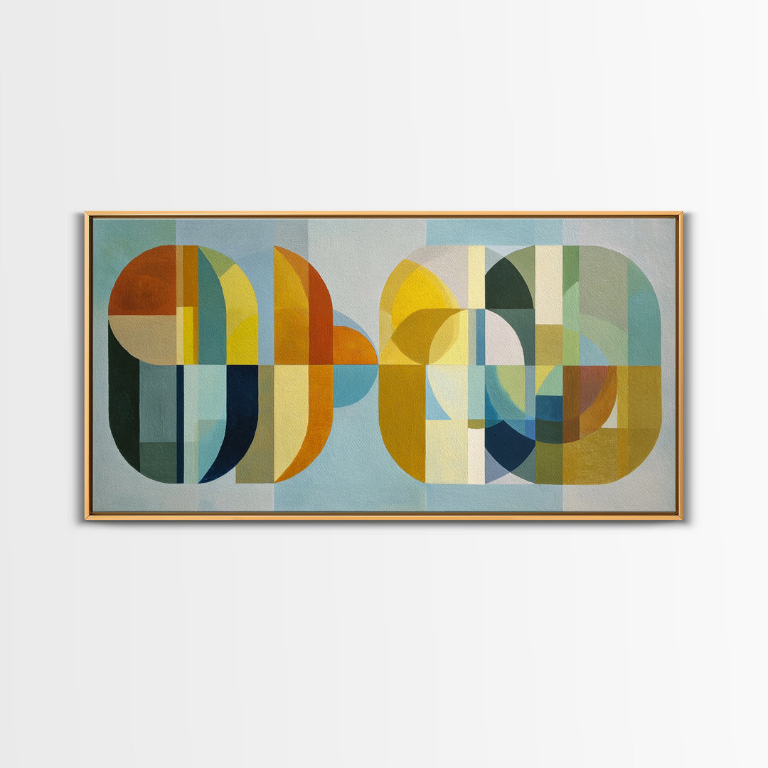 Simple Geometric Sun Framed Canvas Print, Minimalist Art, Wall Art, Living Room Decor, Abstract Art, Minimal, Large Wall Art, MIN-2x1-35