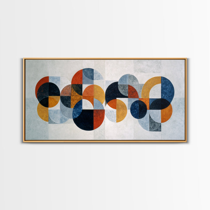 Single Black Circle on Warm Ivory Ground Framed Canvas Print, Minimalist Art, Large Wall Art, Living Room Decor, Minimal, MIN-2x1-45