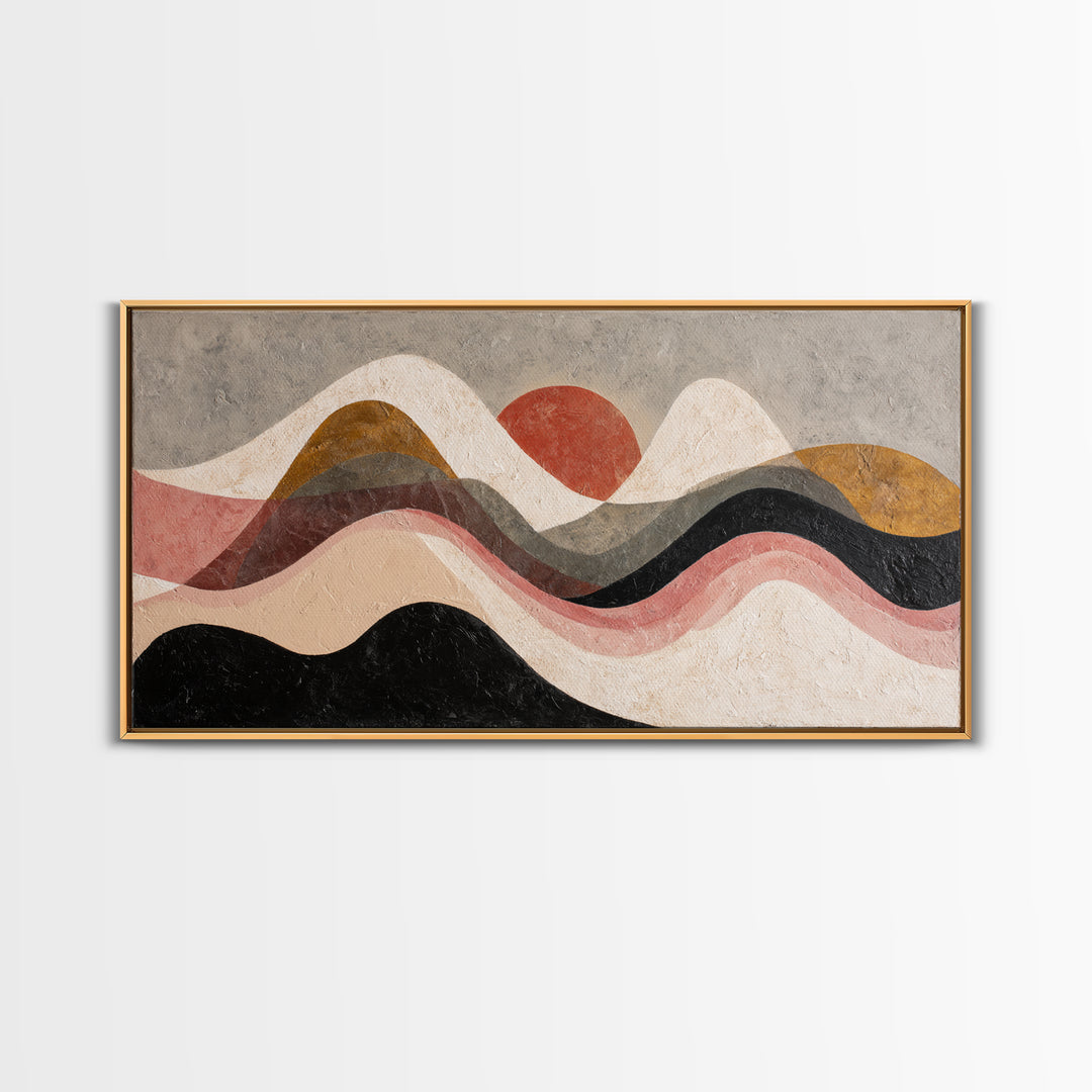 Thin Line Mountain Framed Canvas Print, Minimalist Art, Poster, Living Room Decor, Fine Art, Minimal, Boho, Canvas Tote Bag, MIN-2x1-46