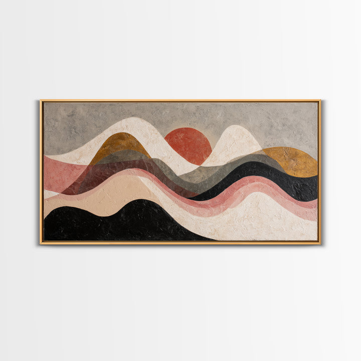 Thin Line Mountain Framed Canvas Print, Minimalist Art, Poster, Living Room Decor, Fine Art, Minimal, Boho, Canvas Tote Bag, MIN-2x1-46