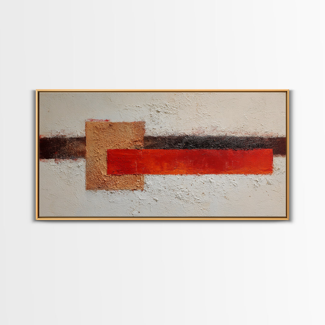 One Red Square Balanced Framed Canvas Print, Minimalist Art, Minimalist Decor, Living Room Decor, Minimal, Digital Wall Art, MIN-2x1-6