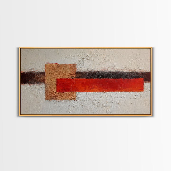 One Red Square Balanced Framed Canvas Print, Minimalist Art, Minimalist Decor, Living Room Decor, Minimal, Digital Wall Art, MIN-2x1-6