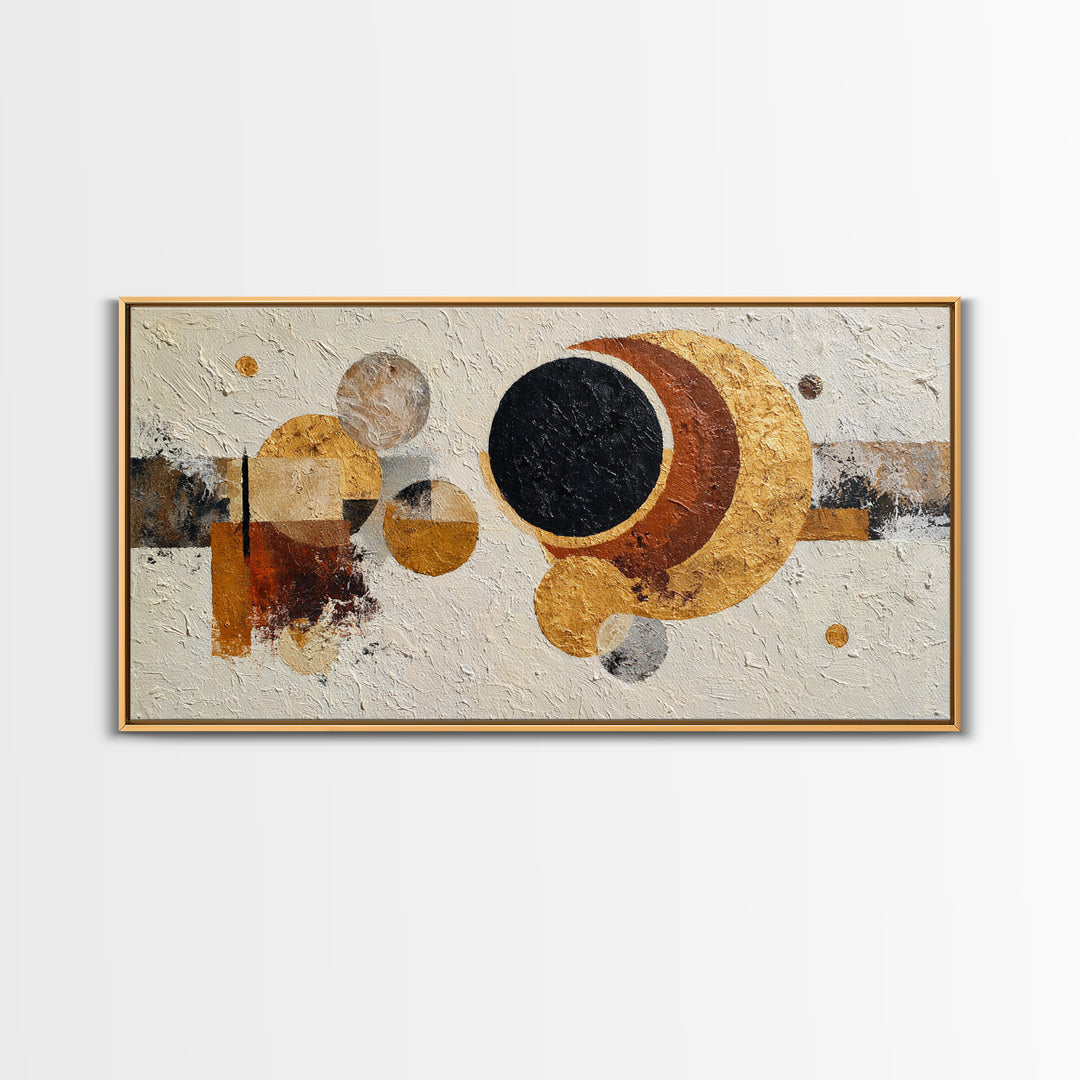 Single Black Circle on Warm Ivory Ground Canvas Print, Minimalist Art, Digital Print, Living Room Decor, Fine Art, Minimal, MIN-2x1-69