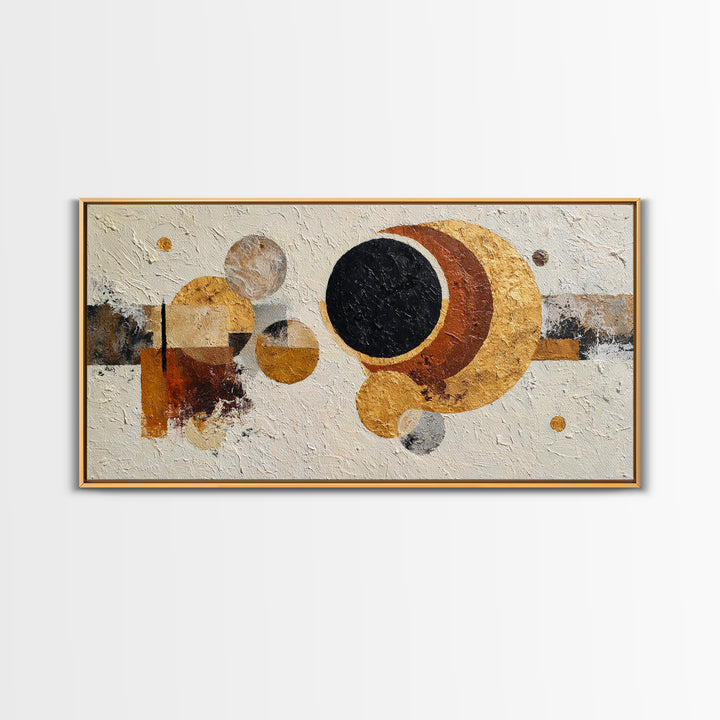 Single Black Circle on Warm Ivory Ground Canvas Print, Minimalist Art, Digital Print, Living Room Decor, Fine Art, Minimal, MIN-2x1-69