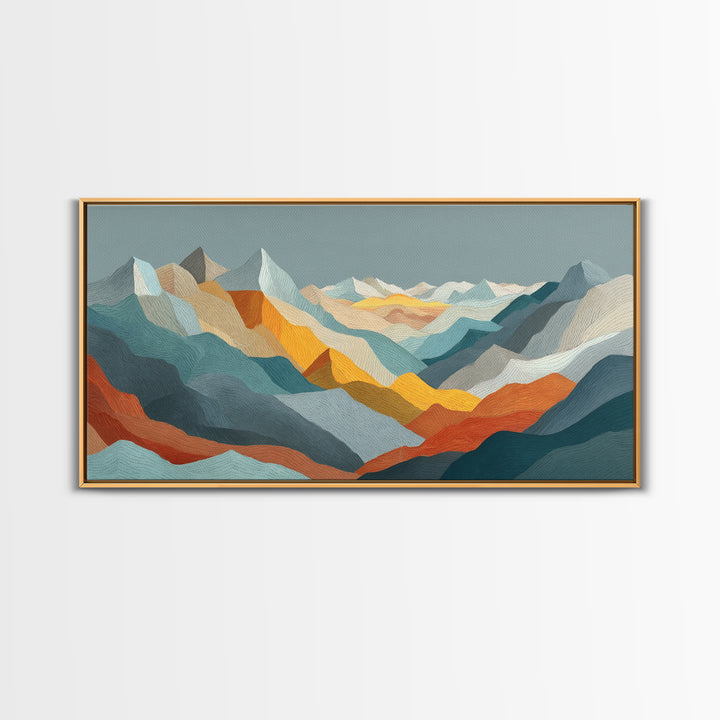 Thin Line Mountain Canvas Print, Minimalist Art, Art Print, Living Room Decor, Oil Painting, Minimal, Abstract Wall Art, MIN-2x1-70