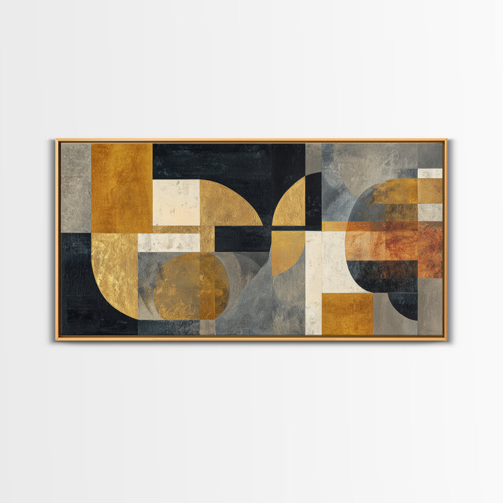 Single Gold Line Curve on Charcoal Framed Canvas Print, Minimalist Art, Abstract Art, Living Room Decor, Fine Art, Minimal, MIN-2x1-85