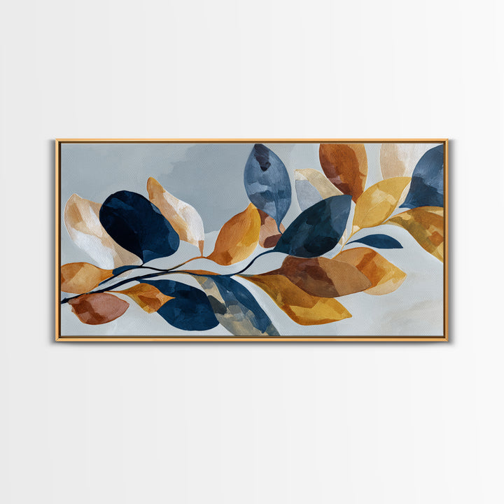 Minimal Branch Silhouette Framed Canvas Print, Minimalist Art, Neutral Decor, Living Room Decor, Oil Painting, Minimal, MIN-2x1-95