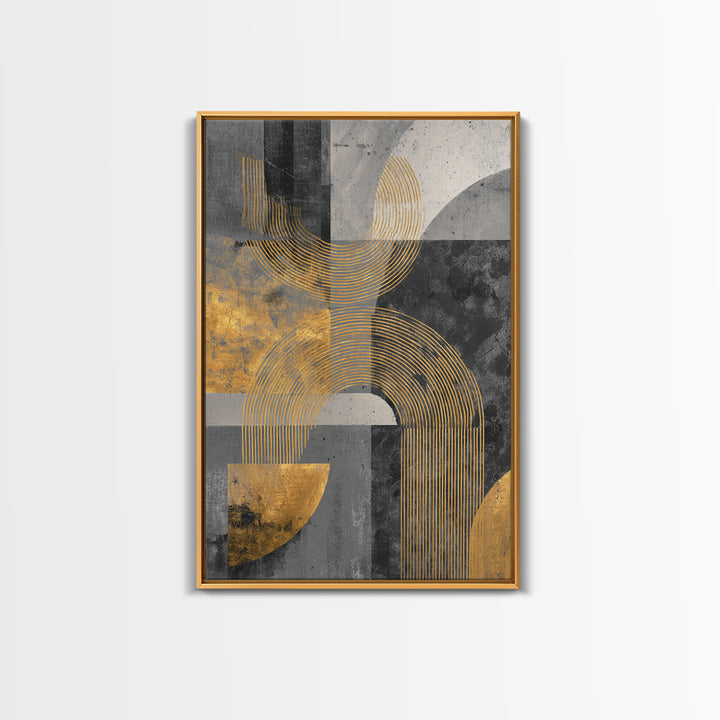 Single Gold Line Curve on Charcoal Framed Canvas Print, Minimalist Art, Art Print, Living Room Decor, Fine Art, Minimal, MIN-2x3-1